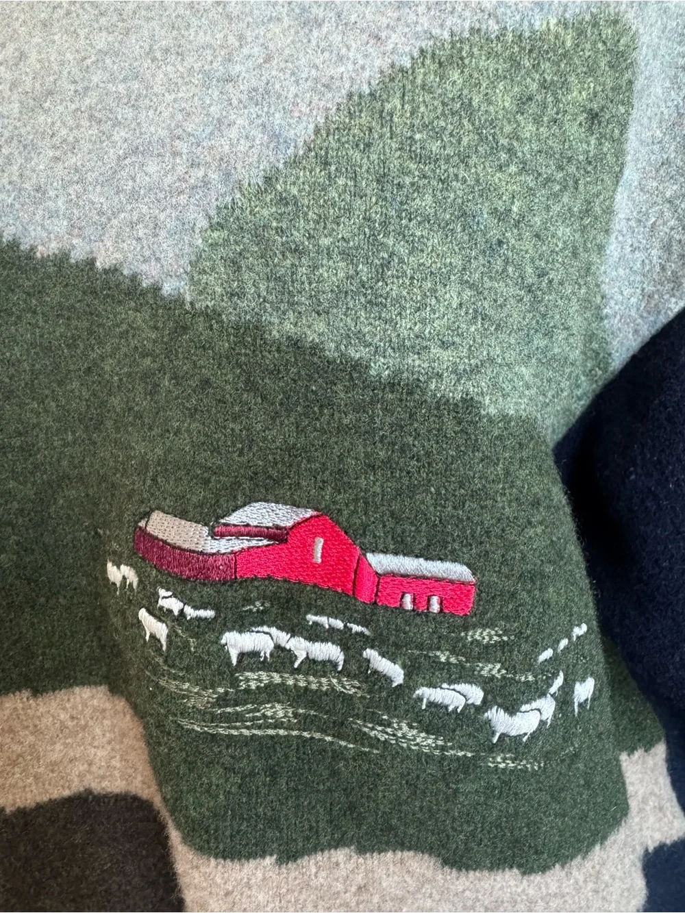 Wolly Jumper Unisex 100% Wool Pastoral Landscape Sweater New Zealand 80-90s
